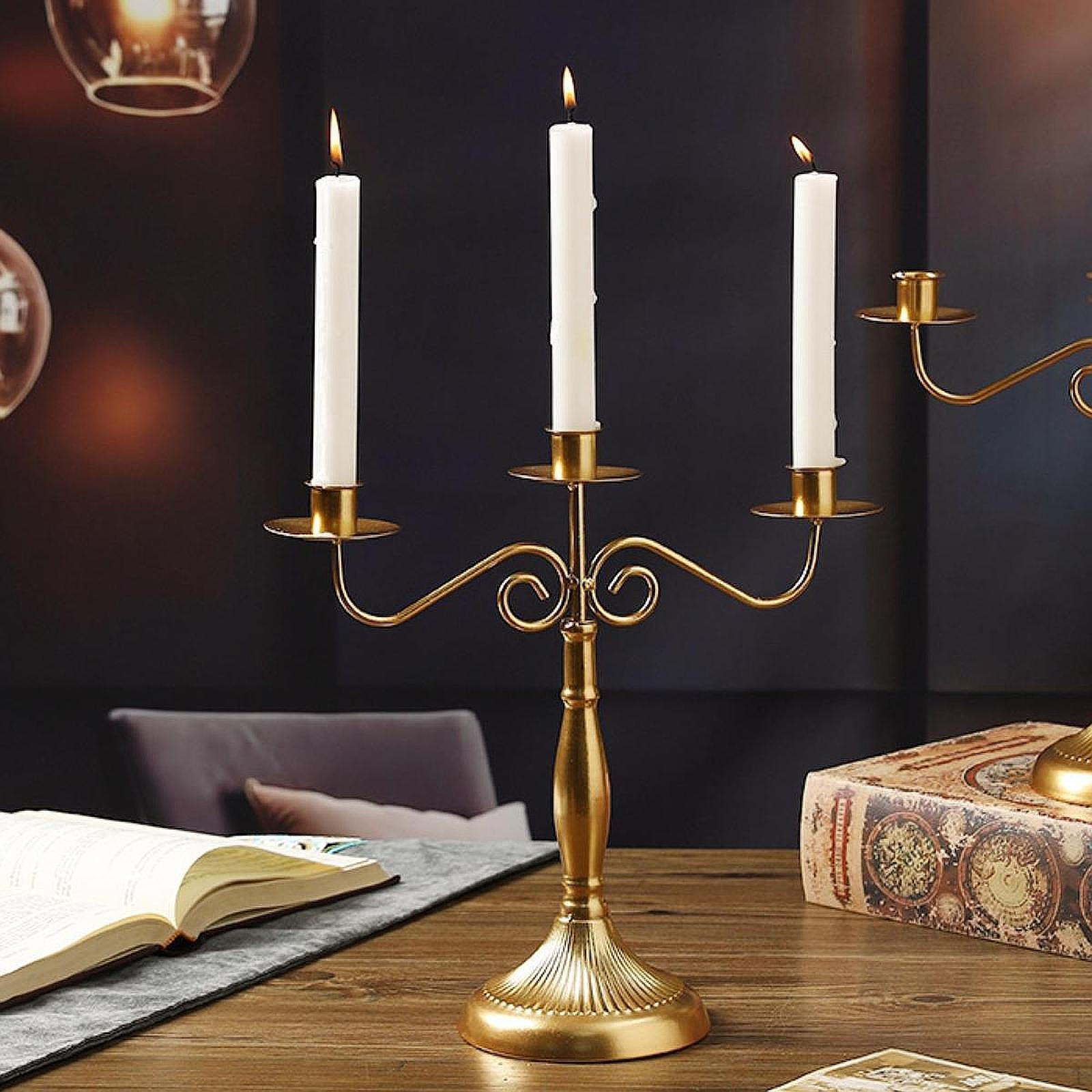 

Многорожковый канделябр канделябр украшение обеденный стол конический подсвечник подсвечник Gold with 3 Arms
