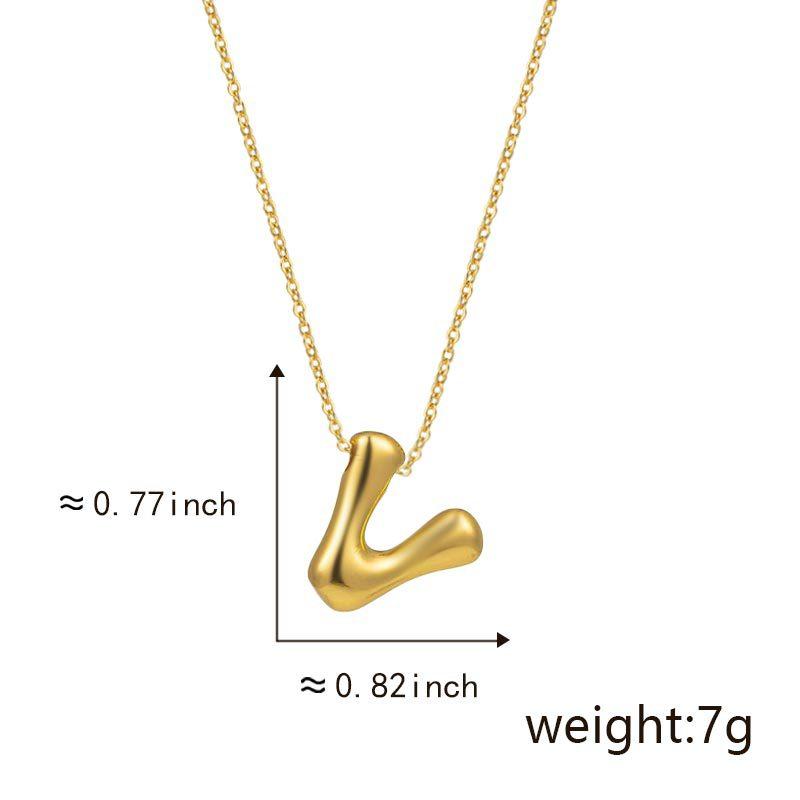 Cute Smooth Letter Necklace, Chubby Pendant, European and American Fashionable and Simple Collarbone Chain