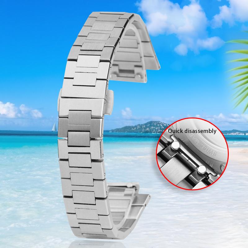 

Stainless Steel Watch Band Quick Release For Maurice Lacroix AIKON AI6008 6007 6038 6058 1108 Metal Stainless Steel Watch Band For AI6038 срібний