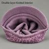 Short Brim Design Winter Brimmed Hat Fleece Lined Beanie  Senior Women Daily Wear