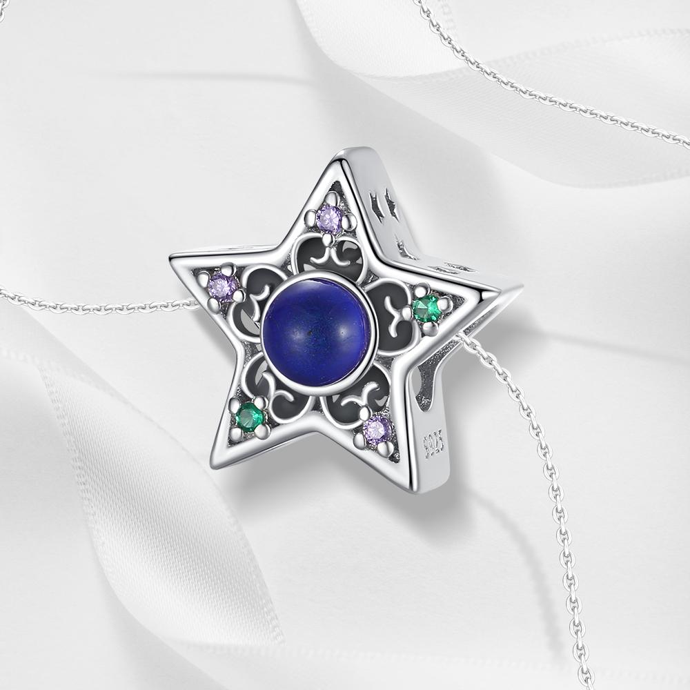 Ahthen Copper Beads Blue Starry Dangle Charm Ideal For Snake Chain Bracelets Necklaces For Women Jewelry Piece Creating