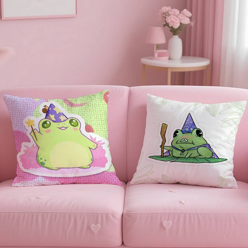 Anime W-Wizard F-frog Pillow Case Anti-dustmite Pillow Invisible Zipper Silky Short Plush Sofa Cushion Cover