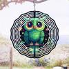 Starry Sky Owl Wind Chime Outdoor Garden Decor Metal Wind Powered Rotating Hanging Ornament with 360 Swivel Hook Easy Install No Electricity Needed