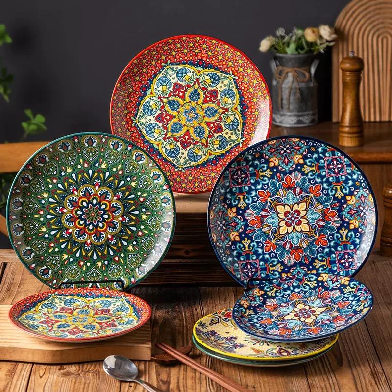 6.5in/8in/10in Ceramic Plates Egg Plate Bone Disc Western Steak Main Course Plates Shallow Flat Plates