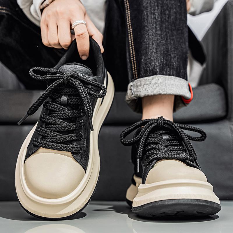 Men's Korean Version Thick Soled Sneakers Are Fashionable Simple Versatile Comfortable and Suitable for Daily Commuting