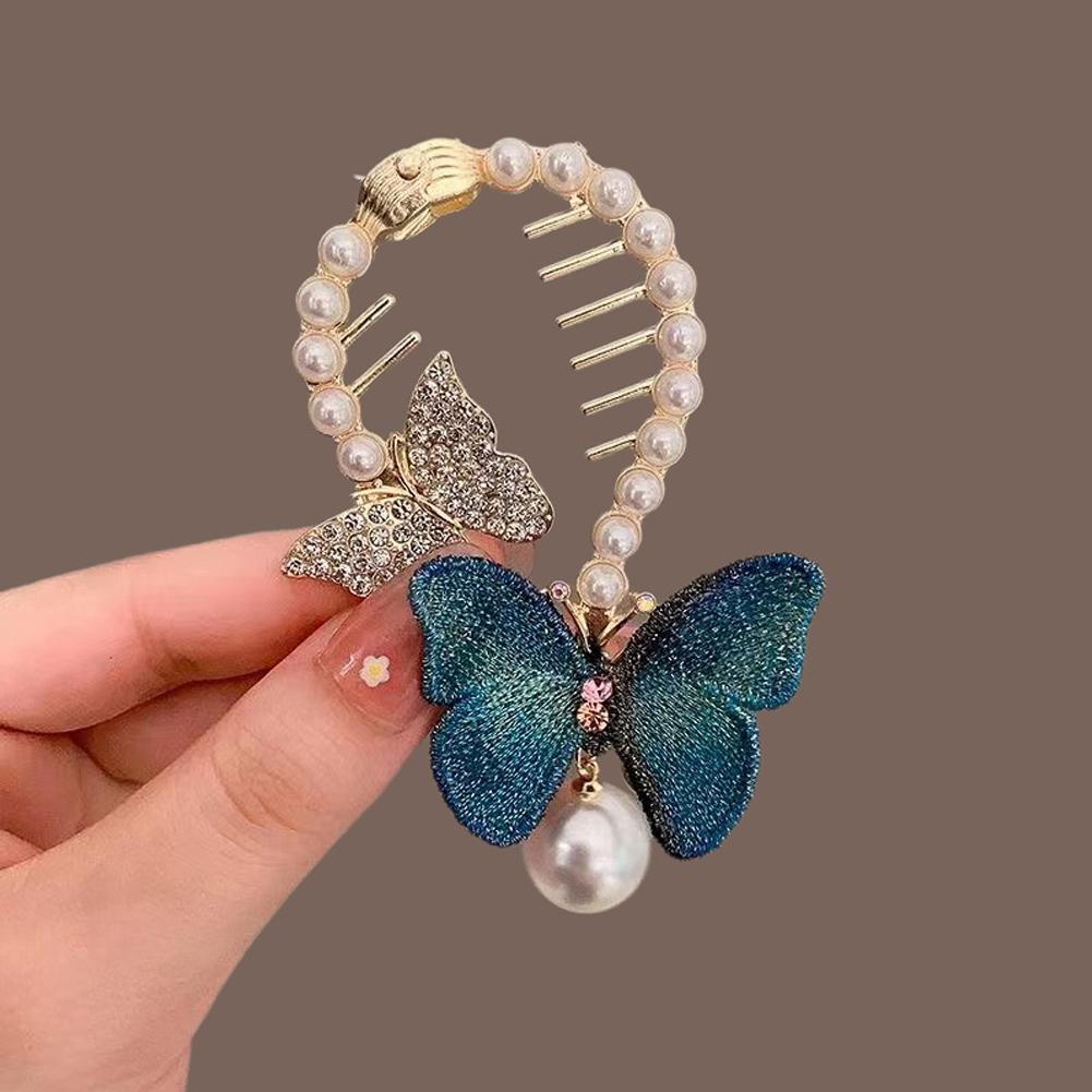 Elegant Tassel Hair Claw Rhinestone Pearl Flower Tassels Hair Clip Women Girl Ponytail Holder Hairpins Fringe Hair Accessories