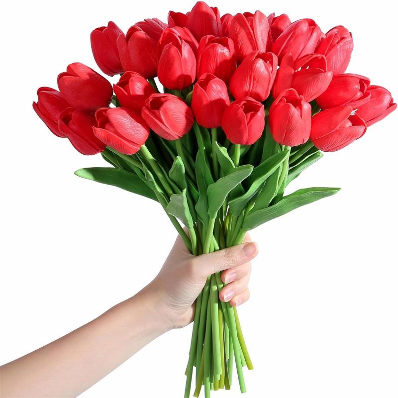 High-End PU Mini Artificial Tulip Bouquet for Living Room