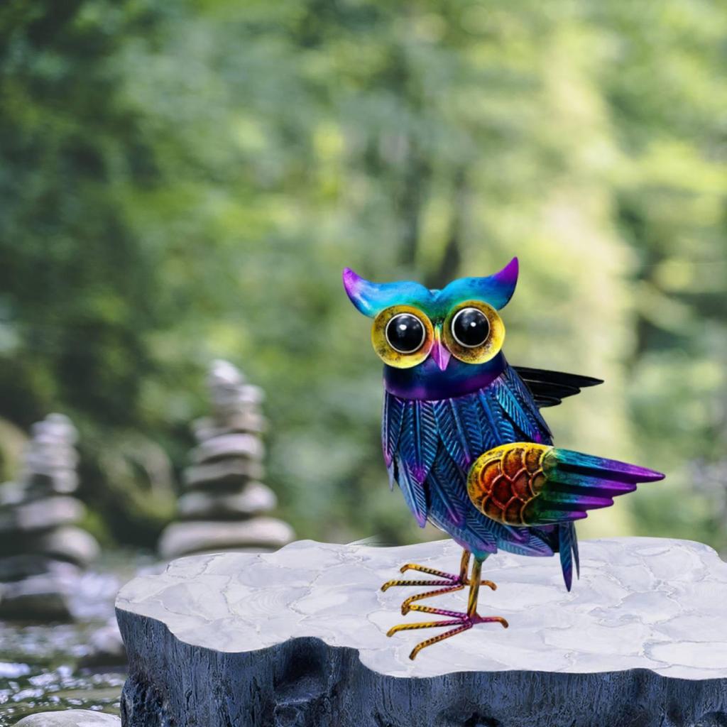 Animal Figure, Owl Statue, Easy to Use, DIY Metal Sculpture, Decoration, Sturdy Landscape Ornament,
