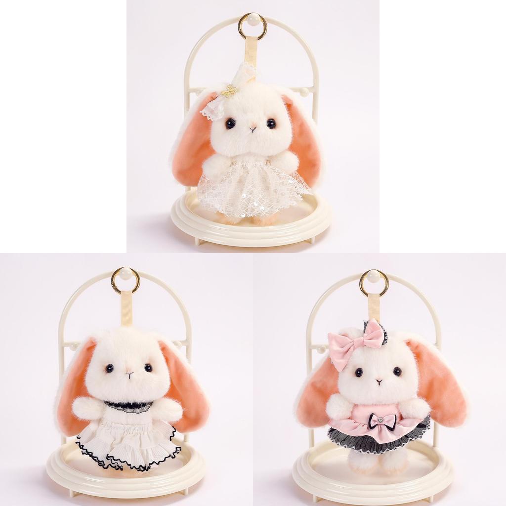 Plush Bunny Keychain With Bow Dress For Kids Gift And Bag Decor
