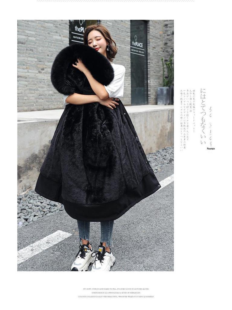 Winter 2025 Women's Slimming Parka: Fashionable Versatile Plus Velvet One-Piece Coat with Thick Faux Fur