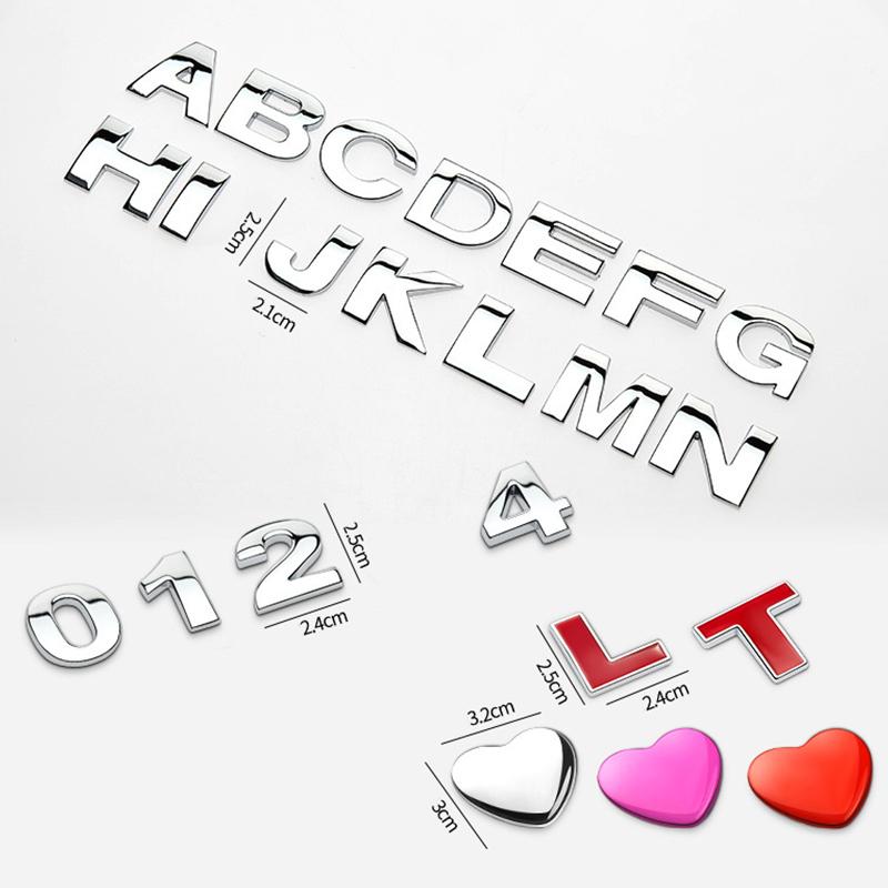 Custom 3D Car Number Alphabet Stickers Zinc Alloy Metal Chrome Emblem Scratch Proof Durable for Auto Badge Motorcycle Laptop Decor