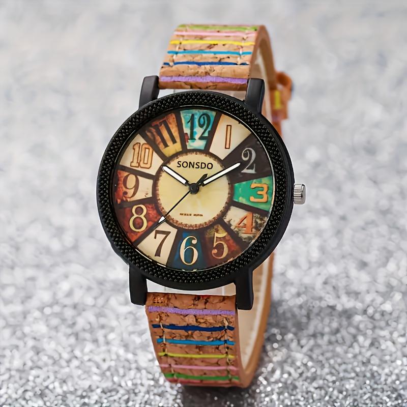 

Vintage Wood Grain Women s Quartz Watch Color Block Fashion Analog PU Leather Female Ladies Wristwatch Relogio Masculino бронзовий