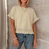 Women's Casual Ruffled Knit Short,Sleeve Top