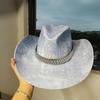 Cappello da Cowboy Patchwork di Denim Uomo Donna cappello di tela unisex cappello da cowboy retrò festa palco sombrero vaquero cappelli dandy gorras