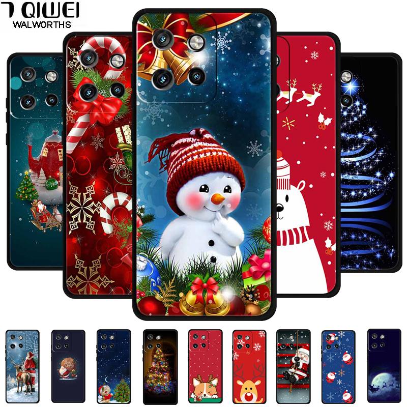 Christmas Cover For Motorola Moto G75 5G Black Silicone Cases TPU Santa Claus Christmas Tree Cover Deer For Moto G75 5G TPU case