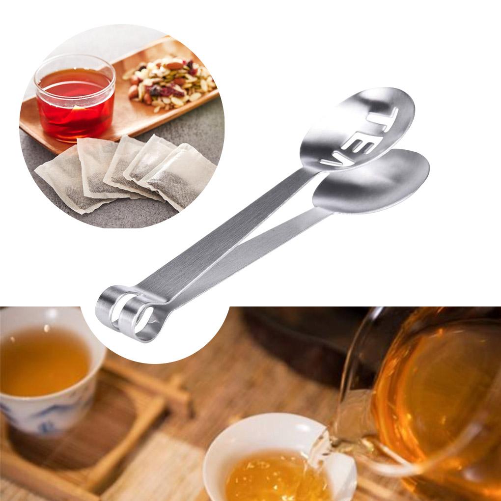 Stainless Tea Bag Squeezer Teabag Tong Holder Herb Grip Kitchen Tool Lemon Slice Clip