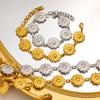 Stainless Stain Flower Jewelry Sets For Women 18K Gold Plated Chrysanthemum Necklace Bracelet Set Wedding Party Jewelry Gifts