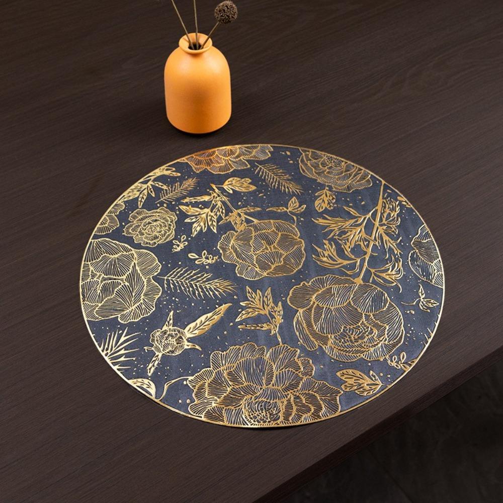 2PCS Colorful Flower Placemat Waterproof Table Mat Simple Dining Mat  Home