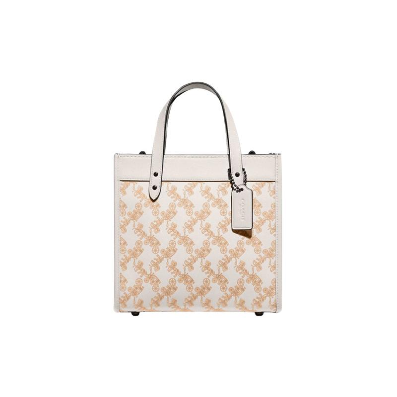 COACH handbag Field 22 Classic Carriage Print Snap Button Closure Detachable Shoulder Strap Cow Leather Tote Bag Tote Bag Shopping Bag Shoulder Bag белый