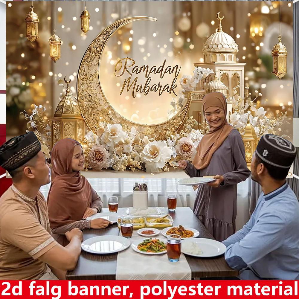 1Pcs Banner 1pc Eid Banner Made Decoration Background Winter Backdrop Decorations For Photo Studio Photo Booth Christmas Party