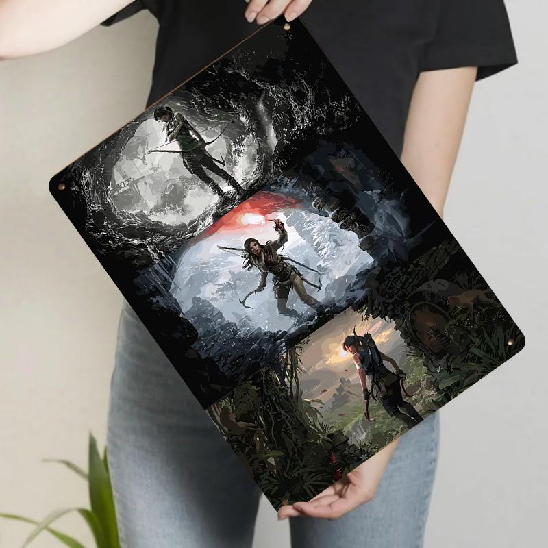

Tomb Raider Game Character Metal Wall Art Vintage Decorative Painting for Living Room Study 20x30cm（7.8x11.8inch）