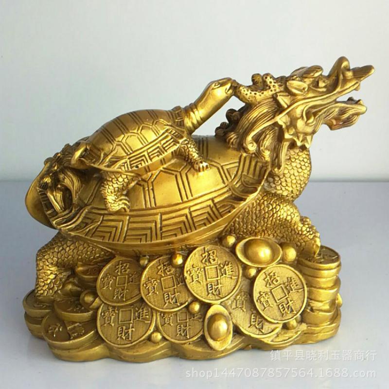 Dragon Head Mother and Child Turtle Yuanbao Money Ornament Copper Craft