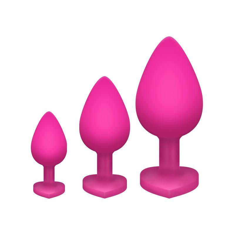 Silicone Anal Plug Set 3 Sizes Heart Jewel Base Soft Butt Plug Trainer Prostate Massager Sex Toy for Women Men Couples