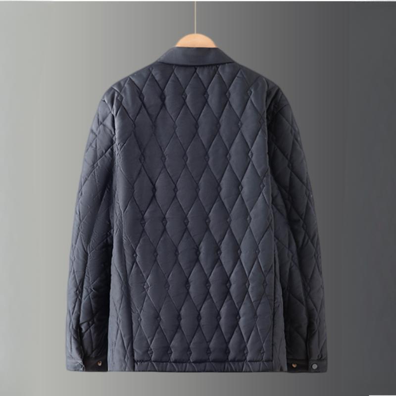 Winter Herren Warm Winddicht Revers Business Casual Parkas Mantel Mann Karierte Gepolsterte Jacke