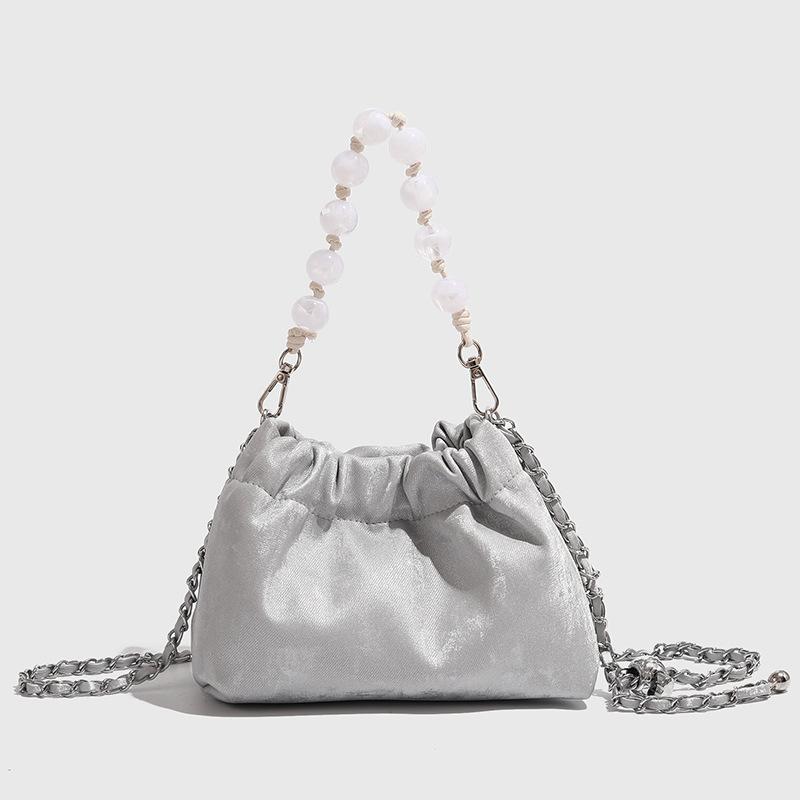 Trendová dámská nová vrásčitá designová perlová řetízková taška s mraky, módní volnočasové tašky přes rameno v korejském stylu, tašky na knedlíky, crossbody tašky