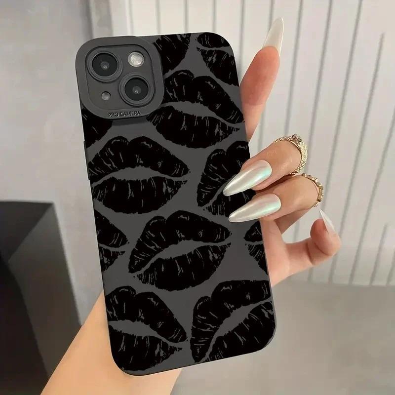 Luxury Fashion Lip Print Phone Case for iPhone 16 15 14 13 12 Pro Max 11 14 Plus 8 7 Plus SE 2020 SE2022 Casing Shockproof Bumper Fundas