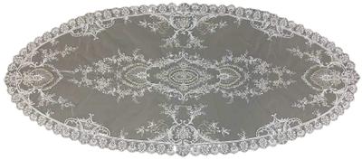 Elegantní bytový středový ubrus na stůl z francouzské krajky, bílý, 60 x 135 cm, Krajkový ubrus, 12501TC