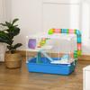 Hamster Cage, Gerbil Cage 3 Tier for Dwarf Hamster with Tube, Exercise Wheel, Water Bottle, Food Dish 59 x 36 x 47 cm- Blue