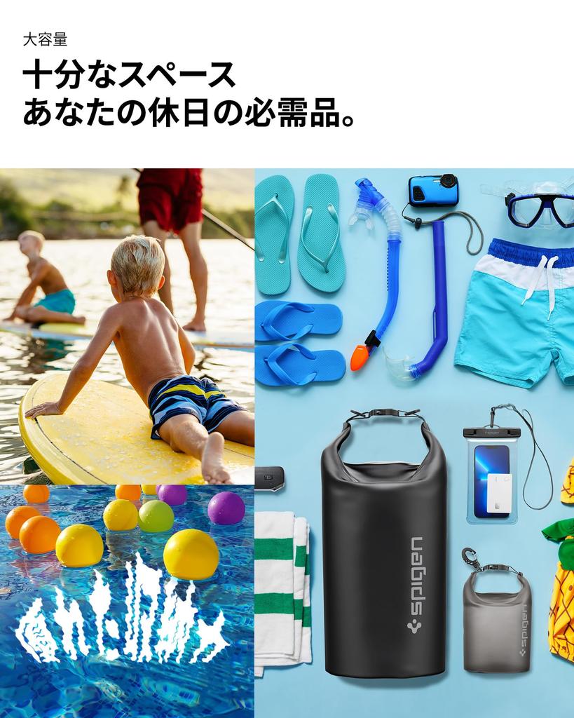 Spigen Fully Waterproof Dry 20L 2L Large Capacity Waterproof IPX6 Perfect for the and A630 AMP04534 Bag, + Set, Backpack, Bag, Certified, Ocean, Pool,