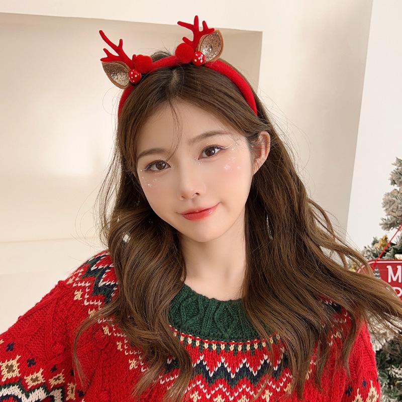 Mori Style Christmas Reindeer Antler Headband for Women & Children - Festive Hair Accessory