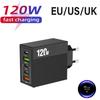 120W USB Charger 5 Ports PD Type C Fast Charging Power Adapter EU/US/UK Plug QC3.0 Wall Phone Charger for IPhone Samsung Xiaomi