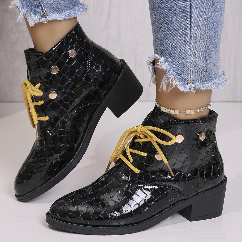 Scarpe Taglie Forti da Donna 36-43 Autunno Inverno Moda Stringate con Plateau Punta Affilata Stivaletti Calzature Casual da Donna