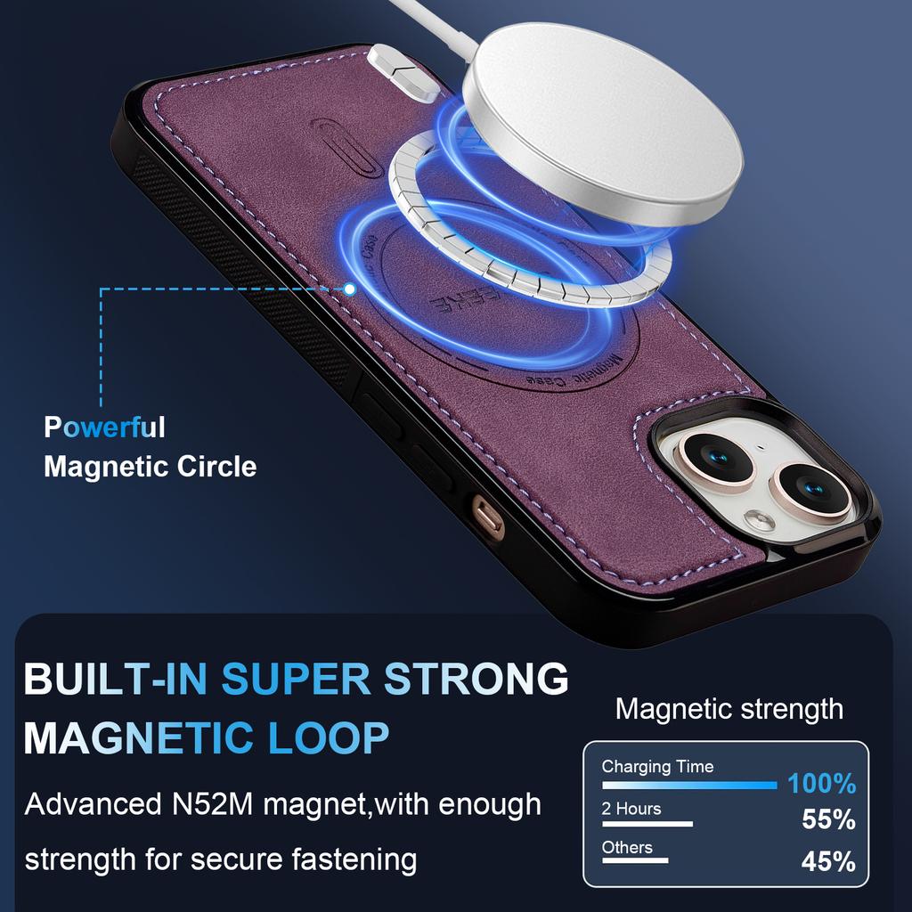 LC.IMEEKE L6 For iPhone 15 Plus/14 Plus Case PU Leather Coated PC TPU Phone Cover Compatible with MagSafe