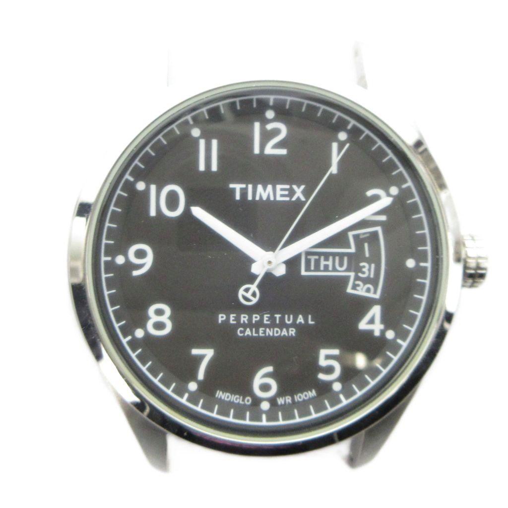 Used Timex TIMEX T2M453 watch case only watch quartz with calendar black dial silver color GY18 /MQ