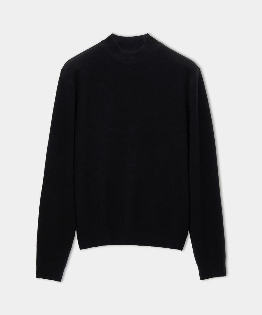 Kueo Merino Wool Cashmere Pop Mock Neck (Black)