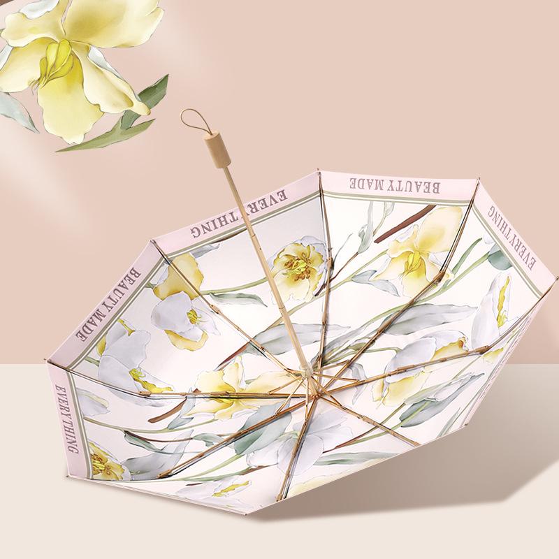 Винтажные цветочные водонепроницаемые женские зонты портативные складные ветрозащитные — фото 3