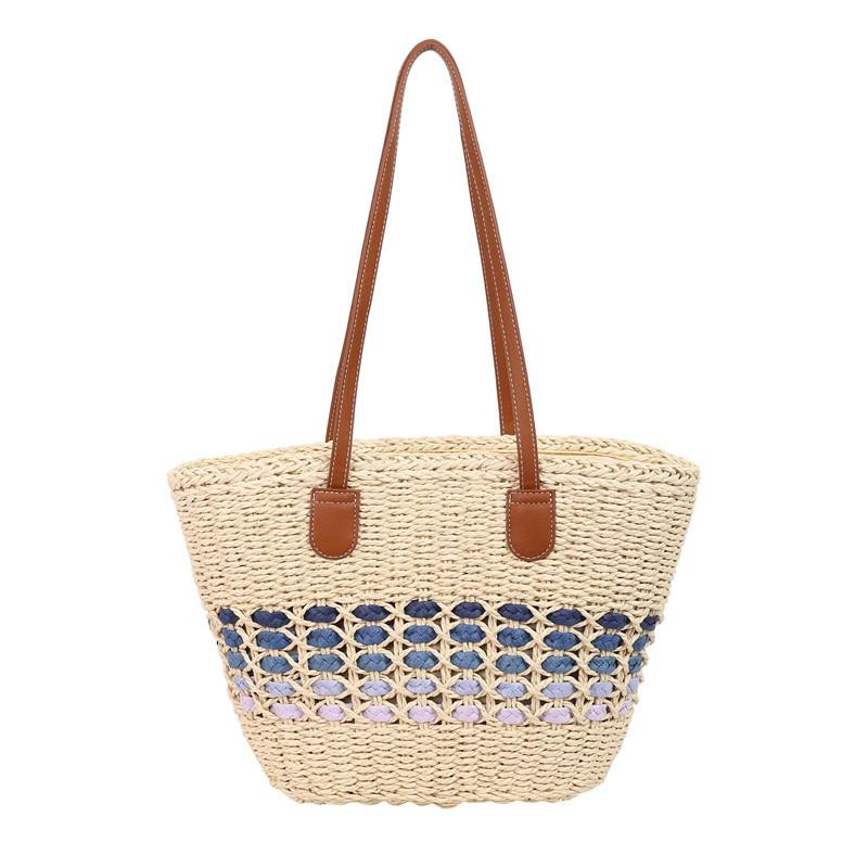 Einfache und vielseitige Damen-Strandtasche Sommer neue Stroh-Webtasche Damen große Kapazität Strandurlaub Webtasche