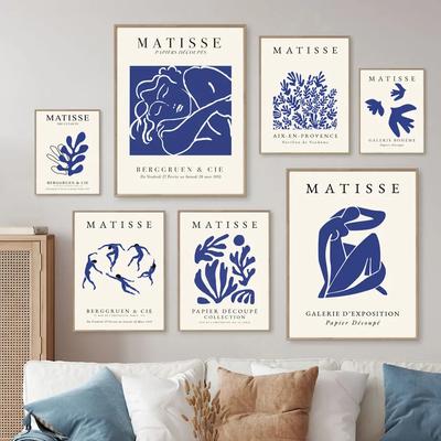 Blaue Matisse Abstrakte Linien Blätter Blume Taube Wand Kunst Leinwand Malerei Nordic Poster Und Drucke Bilder Innen Wohnkultur