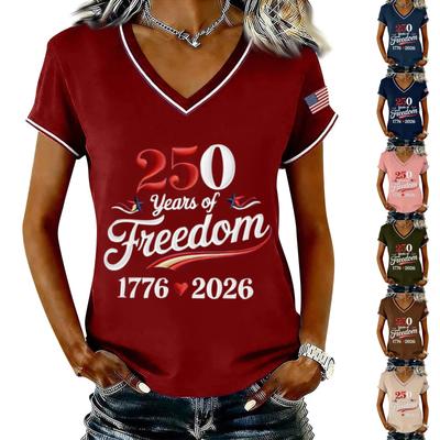 Haut T-shirt Pull Décontracté à Manches Courtes et Col en V Imprimé pour Femme