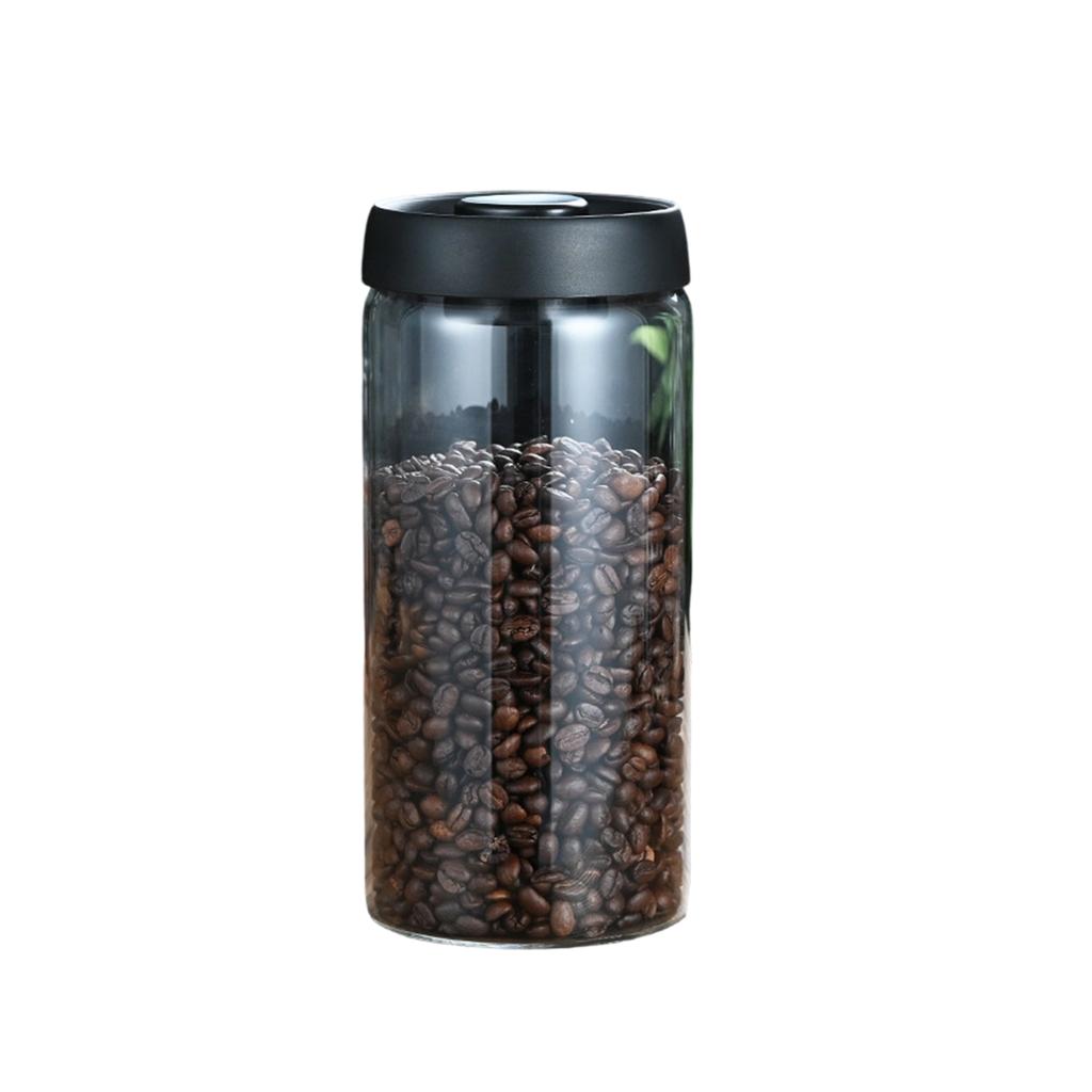Portable Coffee Bean Container Leakproof Press Vacuum Seal Glass Jar For Travel Kitchen Storage