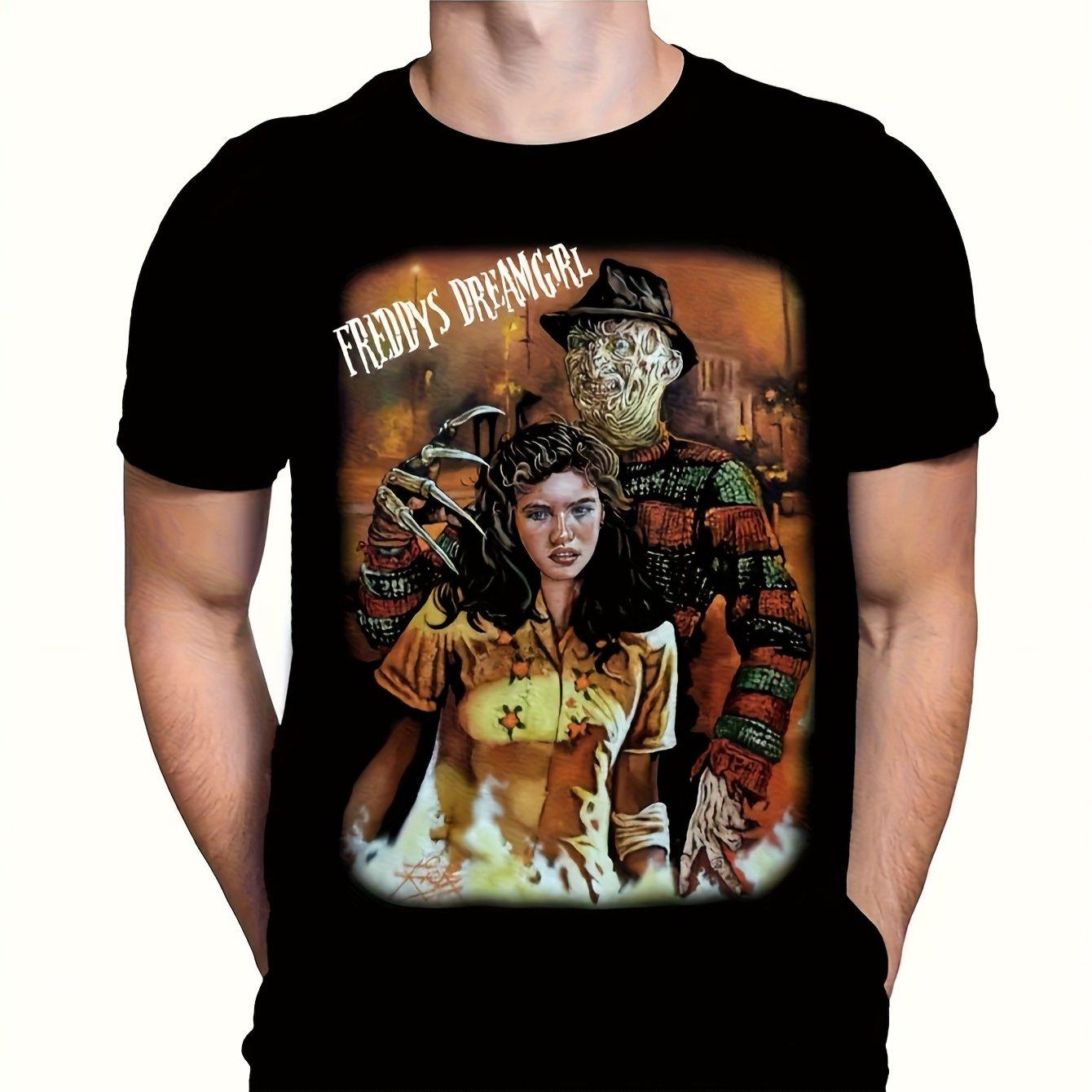 Men s  Nightmare Block  Freddie Kruger and Nancy Thompson Horror Movie T-shirt Freddie Kruger Fan Pop Culture Costume S разноцветный