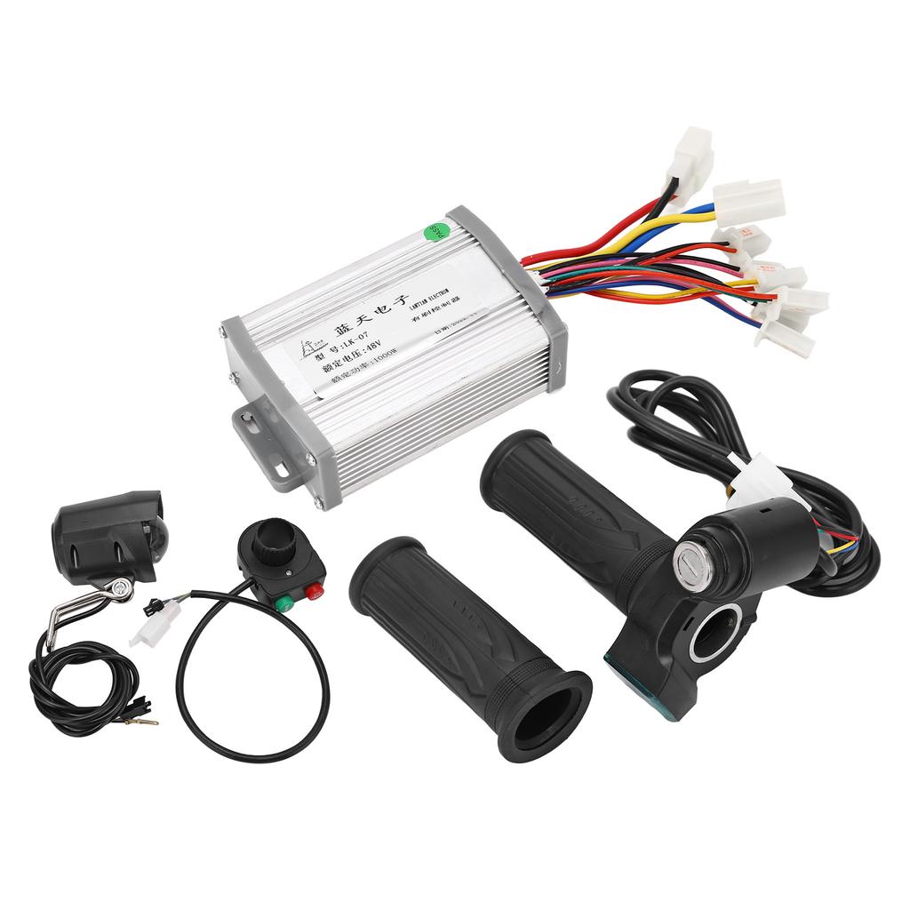 48V 1000W Brushed Motor Controller with Twist Throttle Handle Keys Front Lamp Switch Kit for