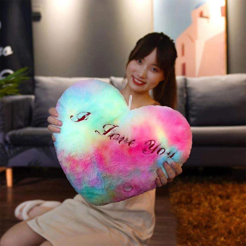 I LOVE U Heart Plush Pillow PP Cotton Stuffed Back Cushion Led Light Heart Pillow  Home Decorative