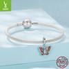 Mori Small Fresh S925 Sterling Silver Butterfly Pendant Charm Smart Insect Diy Beaded Accessories
