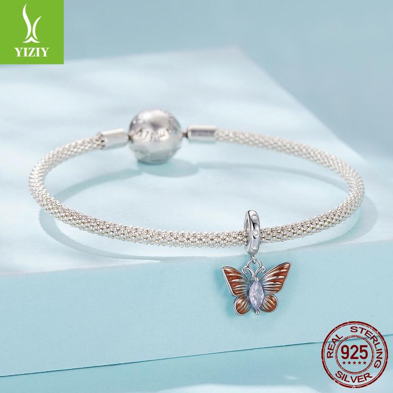 Mori Small Fresh S925 Sterling Silver Butterfly Pendant Charm Smart Insect Diy Beaded Accessories