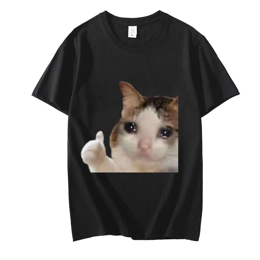 Pattern Printed Funny Meme Cats T-shirt Unisex Kawaii Casual T-shirt Short Sleeved O-neck T-shirt Summer Cartoon T-shirt